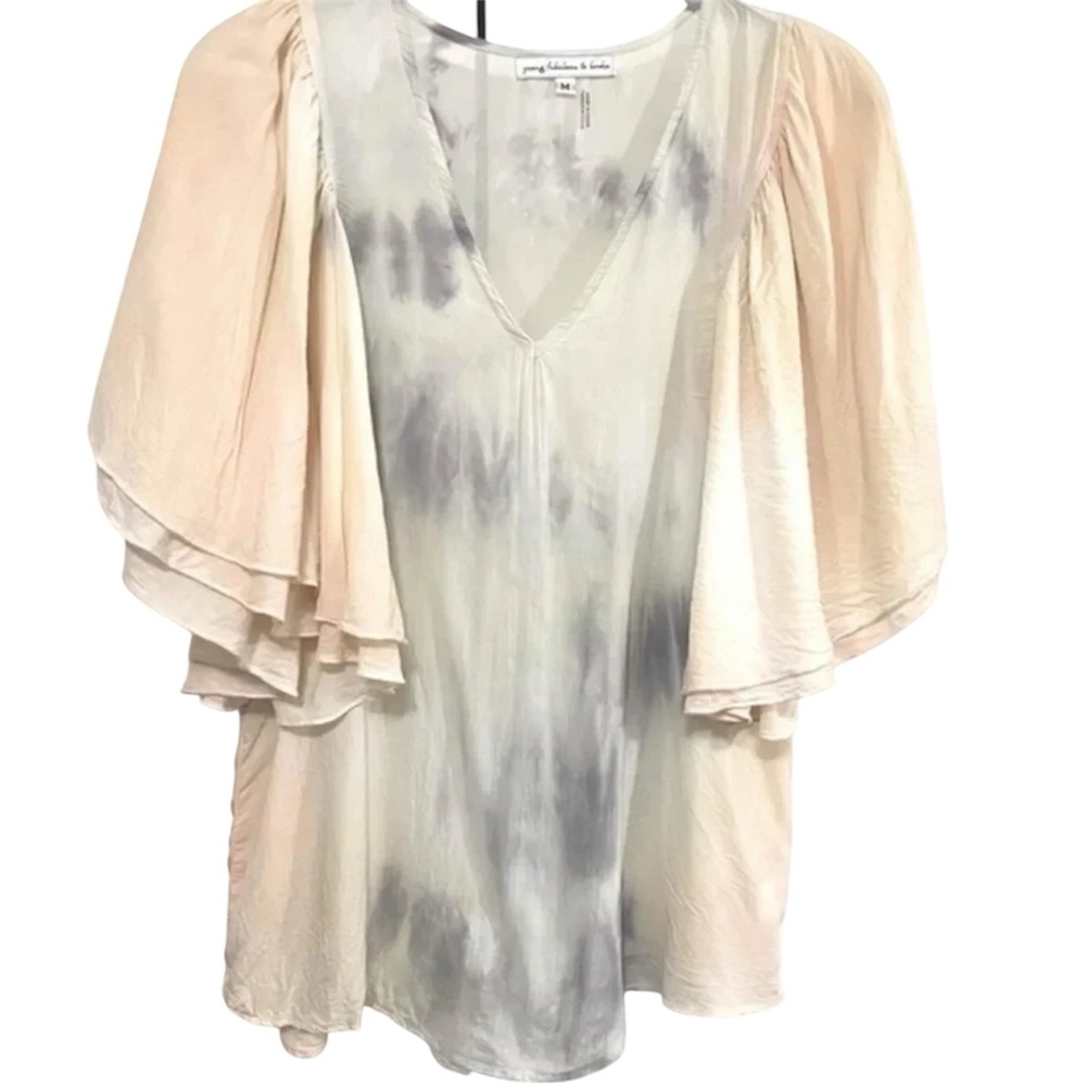 young fabulous & broke - Sheer Woven Buttercream Color Blouse size Medium